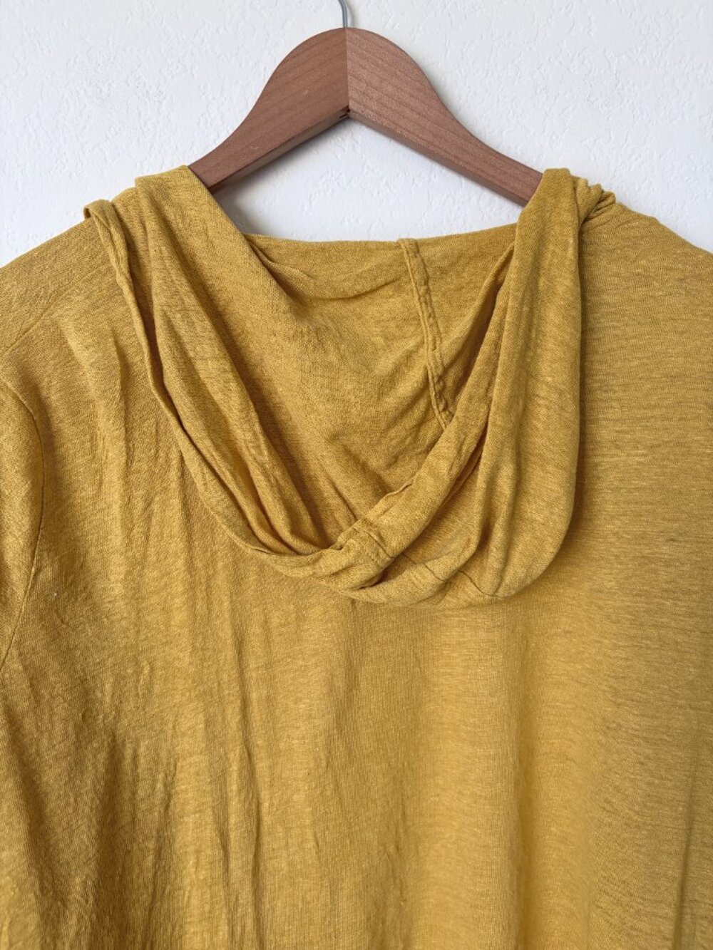 Tahari Sweater Womens 3X Plus Mustard Yellow Linen Hooded Open Front Cardigan - Picture 7 of 8